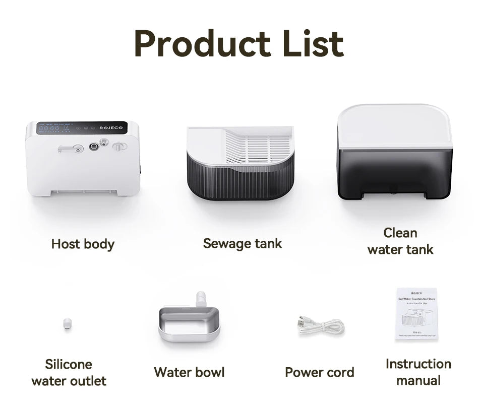 ROJECO Wireless Cat Water Fountain Smart Pet