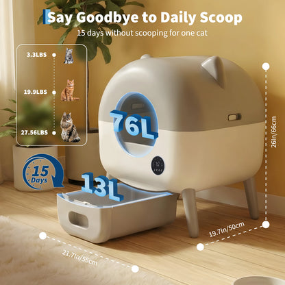 Self Cleaning Litter Box, 76L Large Capacity Automatic