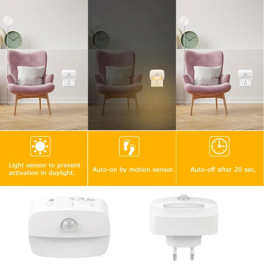 Led Night Light With Motion Sensor EU US Socket