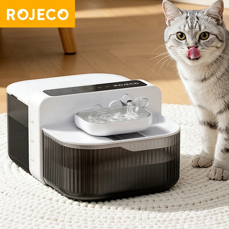 ROJECO Wireless Cat Water Fountain Smart Pet