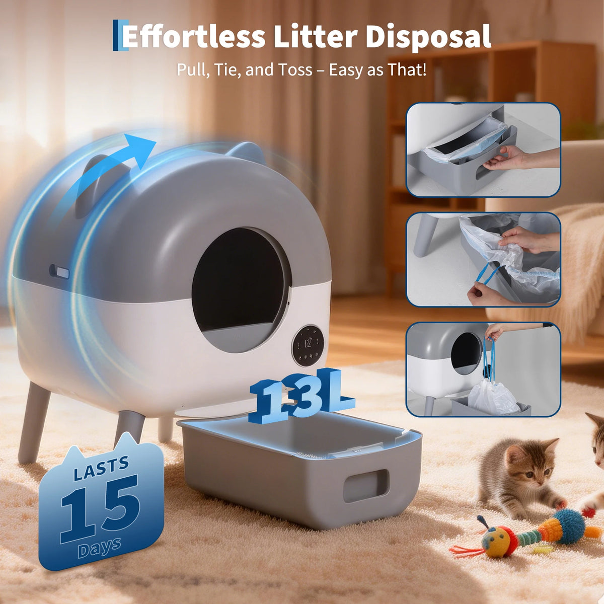 Self Cleaning Litter Box, 76L Large Capacity Automatic