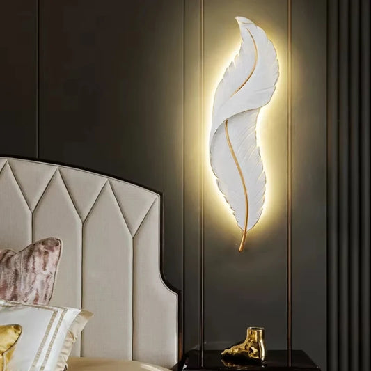 LED Modern Feather Wall Lamp, Living Room