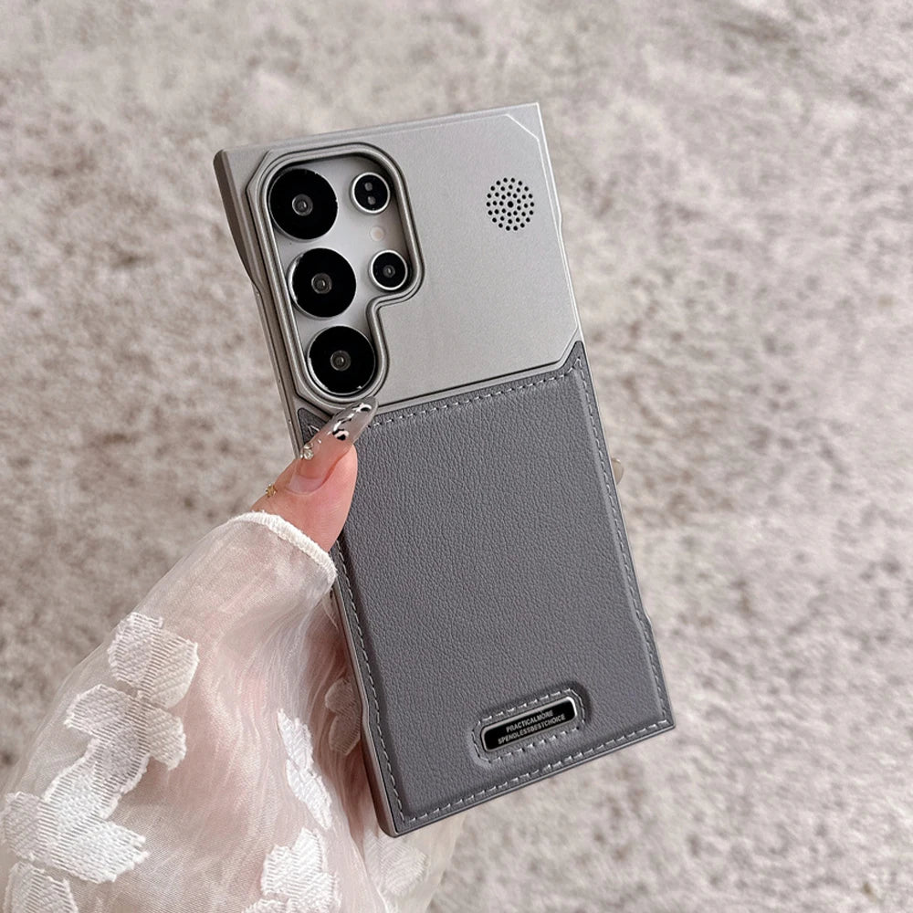 Leather Magnetic Plating Frameless Phone Case