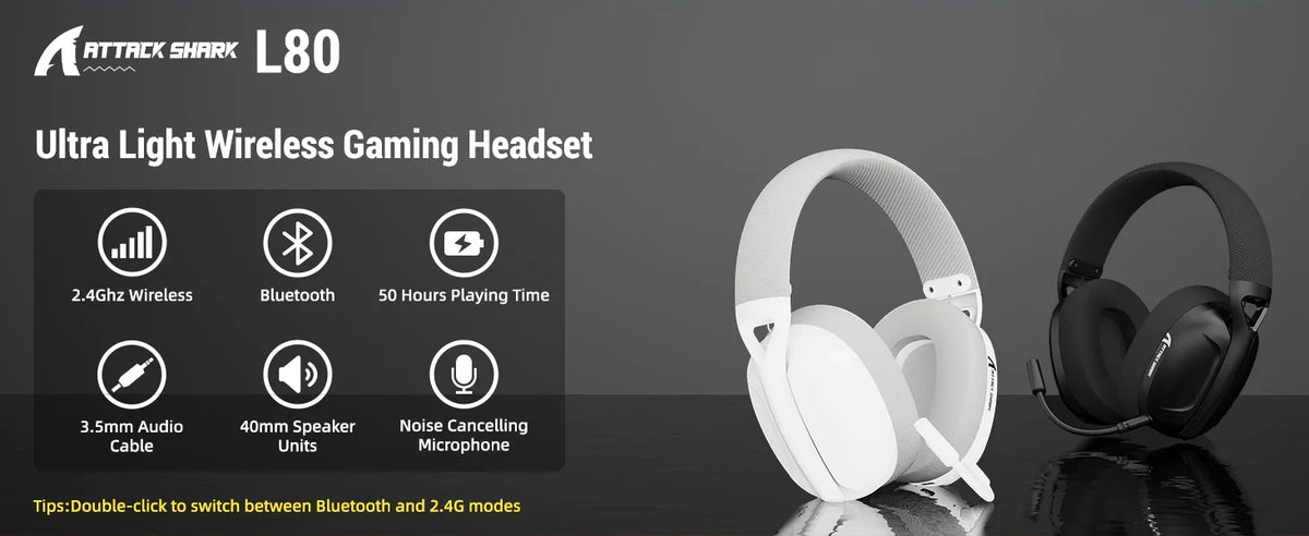 SHARK L80 Ultra-Light Tri-Mode Gaming Headset