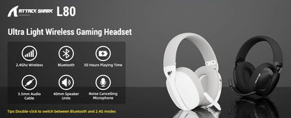 SHARK L80 Ultra-Light Tri-Mode Gaming Headset