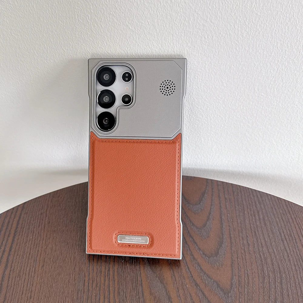 Leather Magnetic Plating Frameless Phone Case