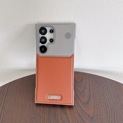 Leather Magnetic Plating Frameless Phone Case