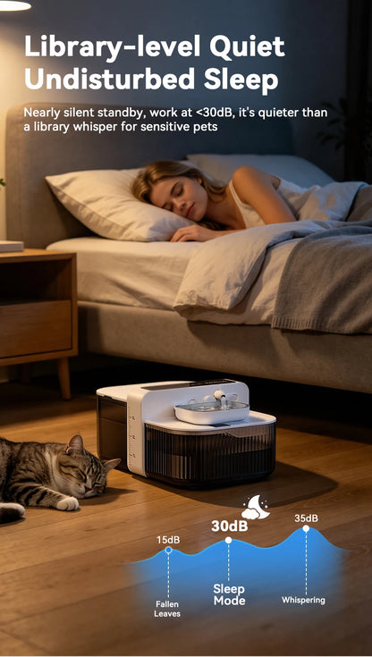 ROJECO Wireless Cat Water Fountain Smart Pet