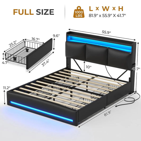 Full Size Bed Frame with Storage