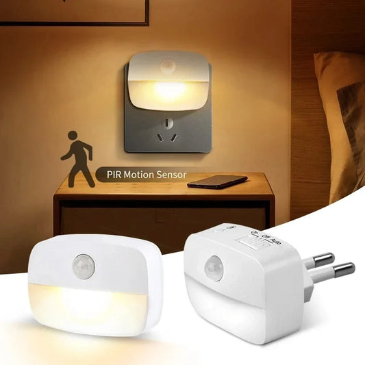 Led Night Light With Motion Sensor EU US Socket