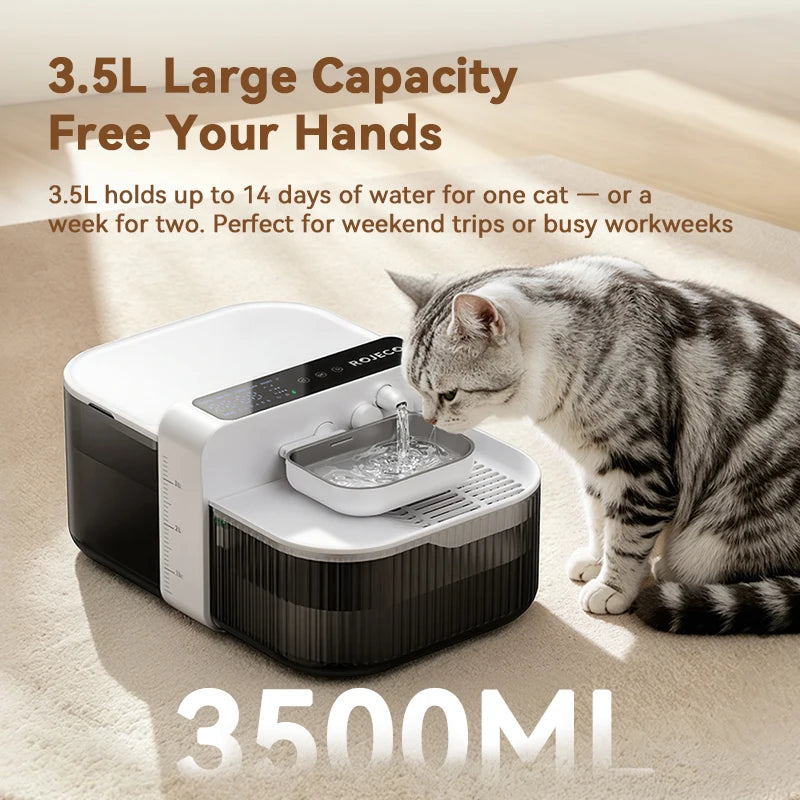ROJECO Wireless Cat Water Fountain Smart Pet