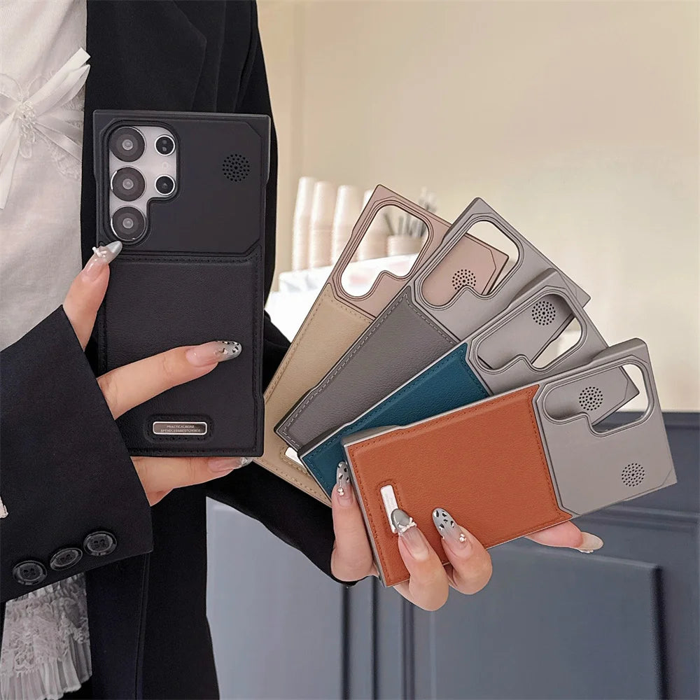 Leather Magnetic Plating Frameless Phone Case