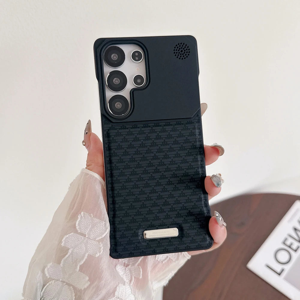 Leather Magnetic Plating Frameless Phone Case