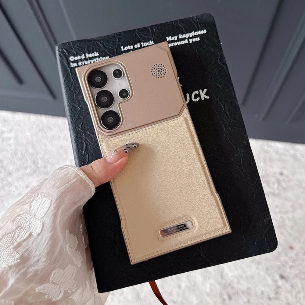 Leather Magnetic Plating Frameless Phone Case