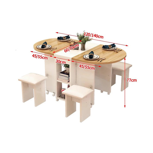 Folding Dining Table Set 4 Chairs Italian Nordic